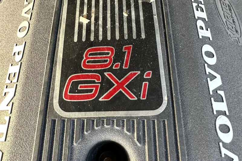 Slide: The Image of Volvo Penta 8.1 GXi engine cover on 2002 Chris-Craft Launch 28 boat. - 33