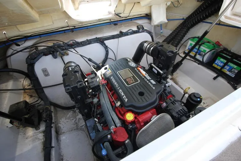 Slide: The Image of Engine compartment of 2008 Four Winns 310 Horizon boat with Volvo Penta engine. - 26
