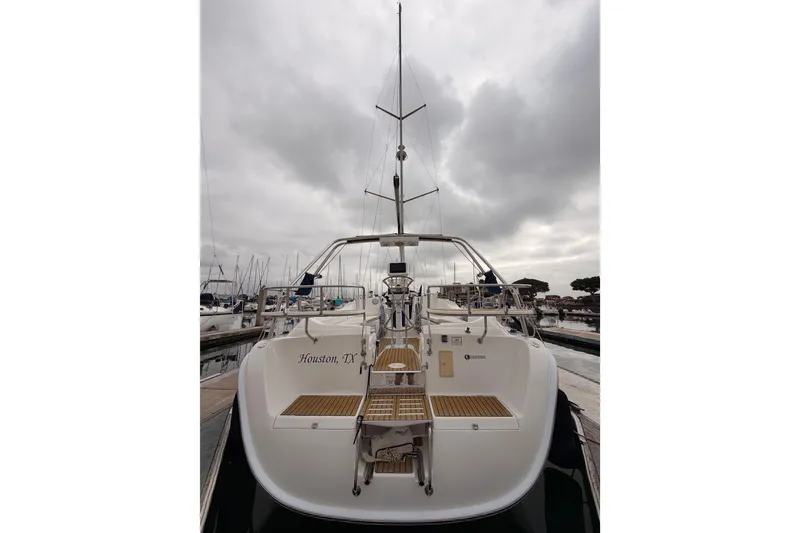 Slide: The Image of Sailboat docked under cloudy skies, Hunter 38 model, 2009, Houston, TX. - 4