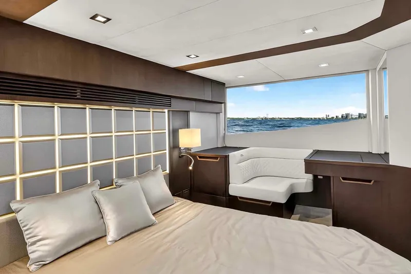 Slide: The Image of Luxurious interior of 2021 Galeon 500 Fly yacht with ocean view. - 84