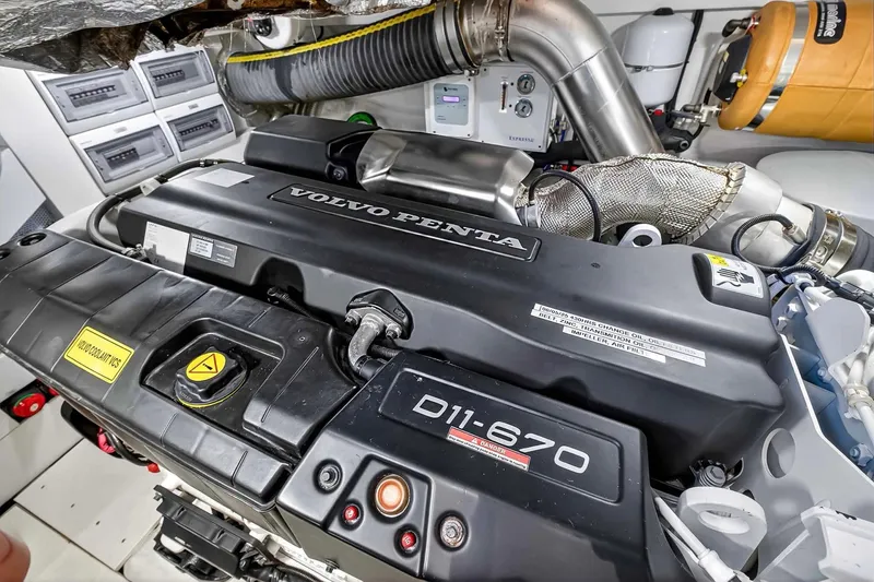 Slide: The Image of Engine room of 2021 Galeon 500 Fly featuring Volvo Penta D11-670 engine. - 94