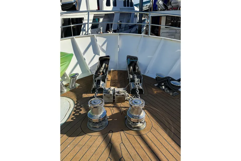 Slide: The Image of Deck of 2003 Cape Horn Trawler with anchor winches and marine equipment. - 50