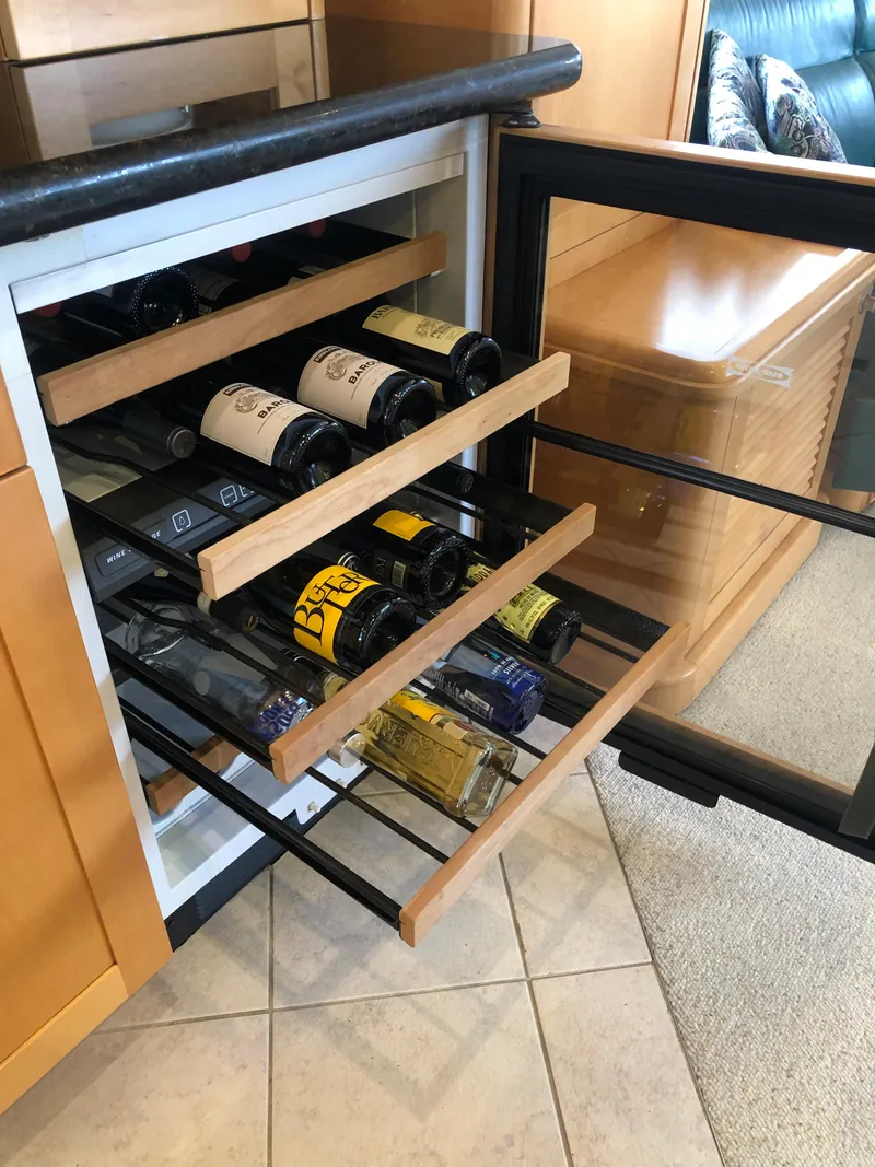 Slide: The Image of Wine cooler with wooden shelves on a 2003 Cape Horn Trawler yacht. - 6