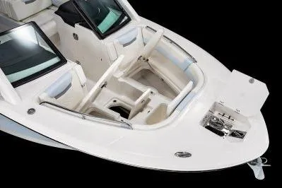Slide: The Image of 2026 Robalo R257 Dual Console boat with spacious seating and sleek design. - 4