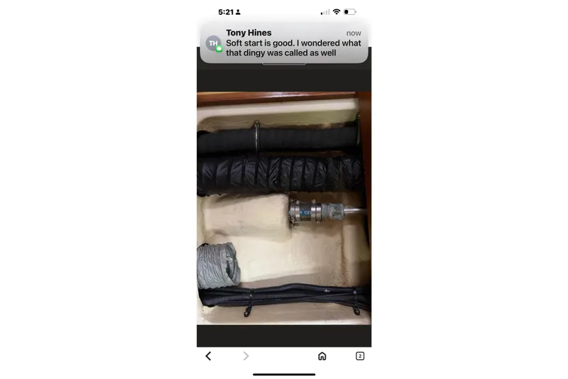 Slide: The Image of Hunter 386 (2004) boat interior showing mechanical components and wiring. - 36