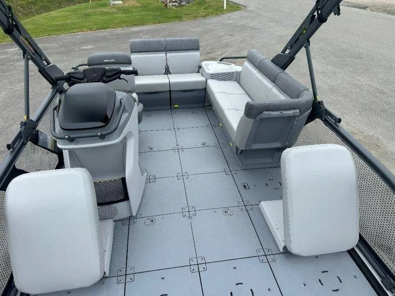 Slide: The Image of Interior of 2026 Sea-Doo Switch Sport 18 with gray seating. - 34