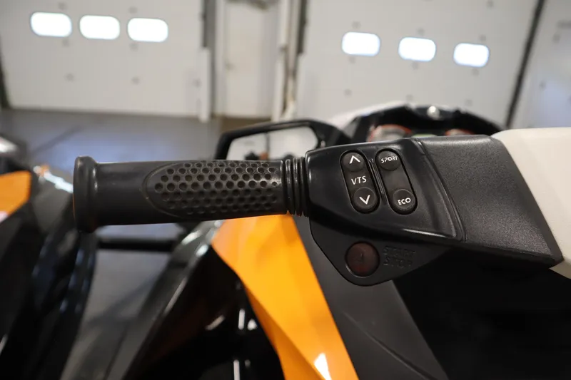 Slide: The Image of 2012 Sea-Doo GTR 215 handlebar controls with VTS, Sport, and Eco buttons. - 26