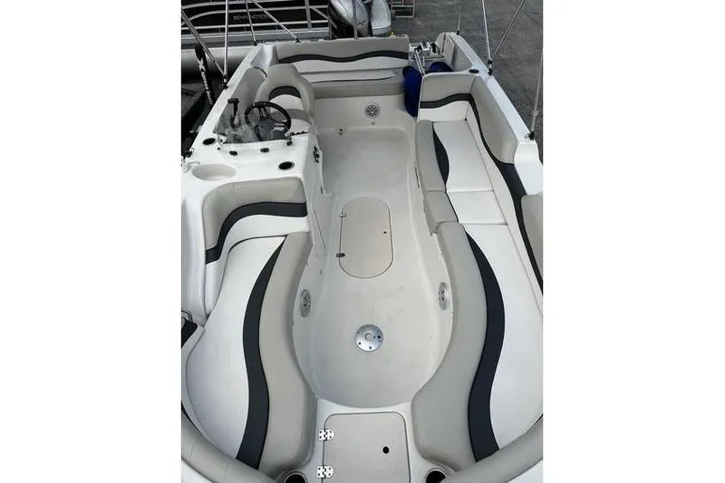 Slide: The Image of 2021 Starcraft 1915 OB Limited boat interior with spacious seating and modern design. - 26