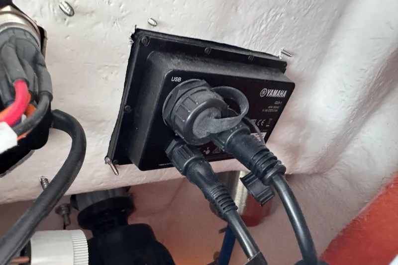 Slide: The Image of Yamaha USB connections on 2025 Sea Fox 288 Commander boat. - 105