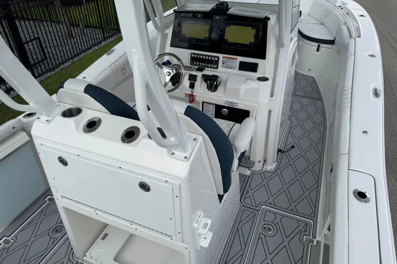 Slide: The Image of 2025 Sea Fox 288 Commander boat interior with modern helm and seating. - 129