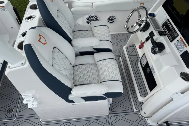 Slide: The Image of 2025 Sea Fox 288 Commander boat interior with dual seats and modern dashboard. - 133