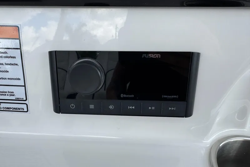 Slide: The Image of Fusion audio system on 2025 Sea Fox 288 Commander boat dashboard. - 38