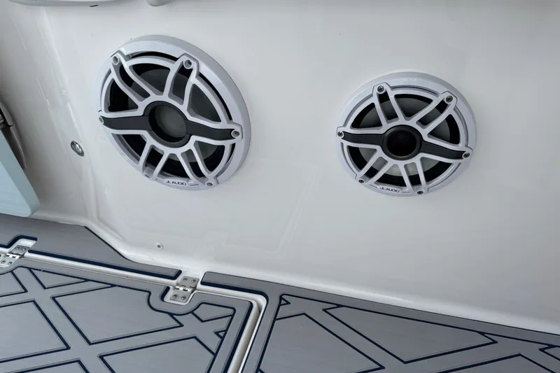 Slide: The Image of 2025 Sea Fox 288 Commander boat speakers and deck detail. - 67