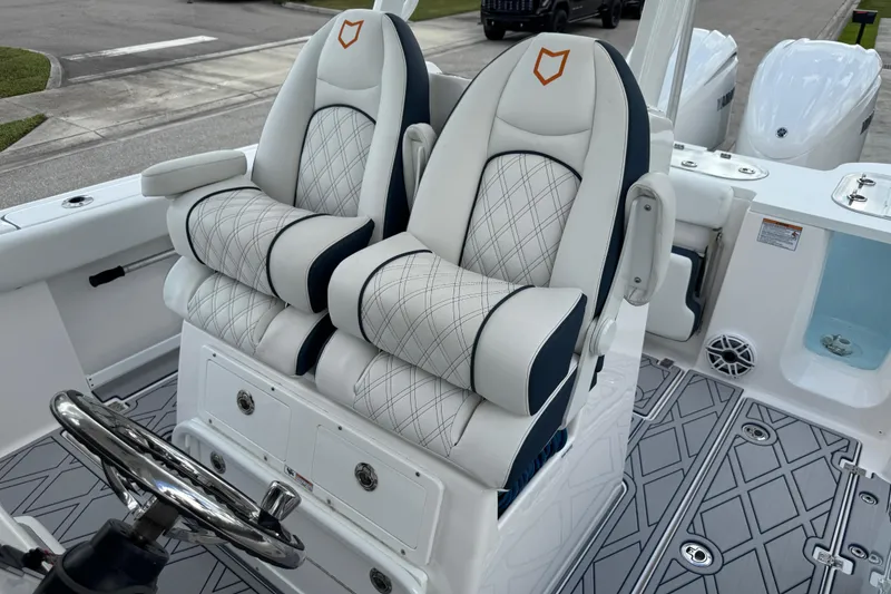 Slide: The Image of 2025 Sea Fox 288 Commander boat interior with luxurious seating and modern design. - 68