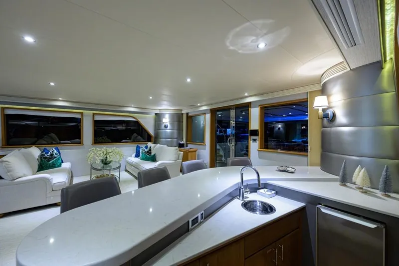 Slide: The Image of Luxurious interior of 2001 Westport Motor Yacht Raised Pilothouse with modern furnishings. - 33