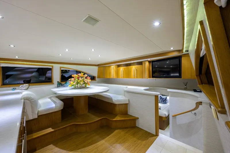 Slide: The Image of Luxurious interior of 2001 Westport Motor Yacht Raised Pilothouse with elegant seating and decor. - 39