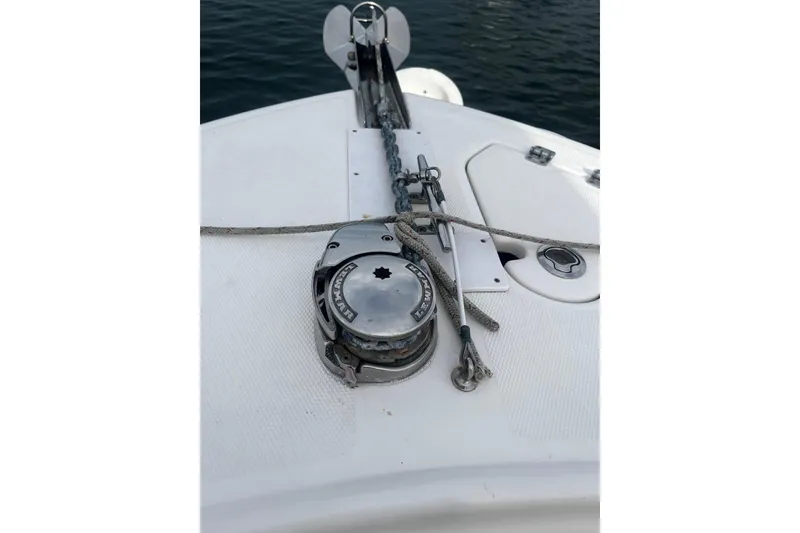Slide: The Image of 2015 Robalo R242 Center Console boat anchor system on deck. - 23