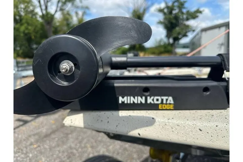Slide: The Image of Minn Kota Edge trolling motor on 2020 Xpress XP170 boat, close-up view. - 3