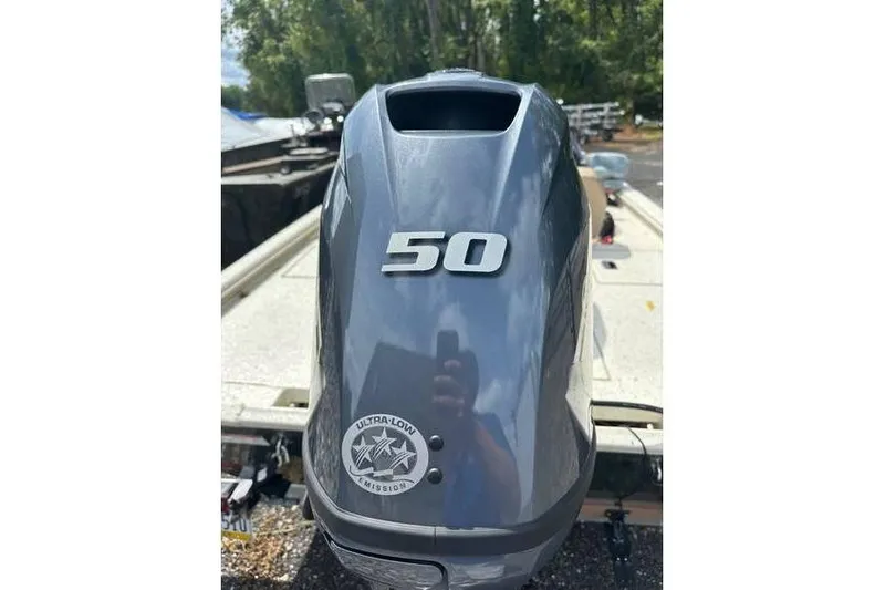 Slide: The Image of 2020 Xpress XP170 boat with 50 HP outboard motor, ultra-low emission label. - 5