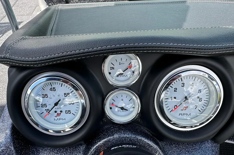 Slide: The Image of Dashboard of 2026 Lund 189 Pro-V GL boat with speedometer and RPM gauges. - 25