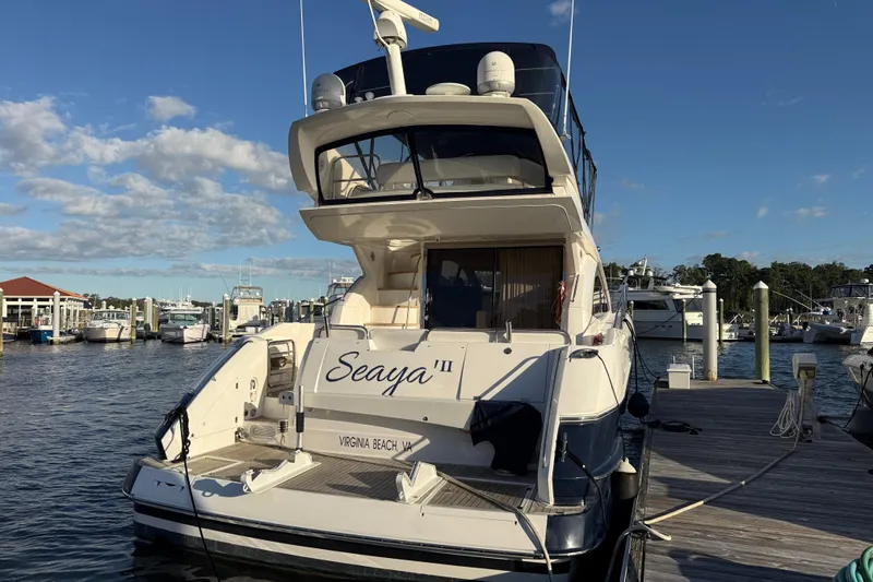 Slide: The Image of 2008 Sunseeker Manhattan 50 yacht docked at marina, Virginia Beach. - 2