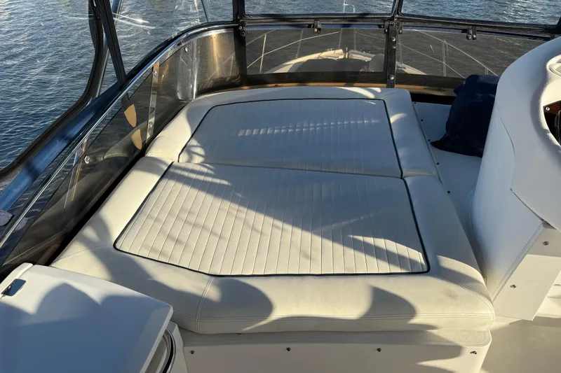 Slide: The Image of Luxurious seating area on 2008 Sunseeker Manhattan 50 yacht, overlooking water. - 27