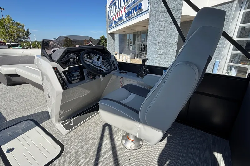 Slide: The Image of 2026 Viaggio X24U boat interior with modern helm and comfortable seating. - 12