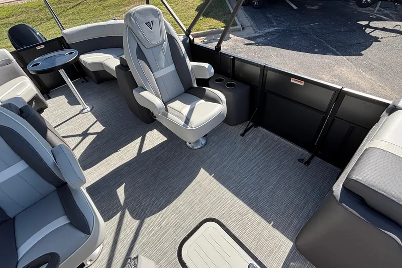 Slide: The Image of Luxurious interior of 2026 Viaggio X24U boat with modern seating and table. - 16