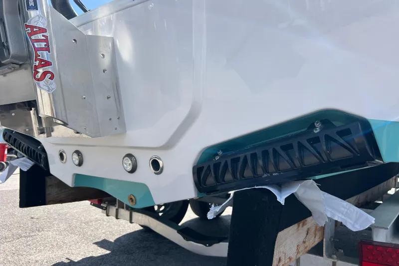 Slide: The Image of 2026 Sportsman Masters 247 Bay Boat rear view with Atlas components. - 21