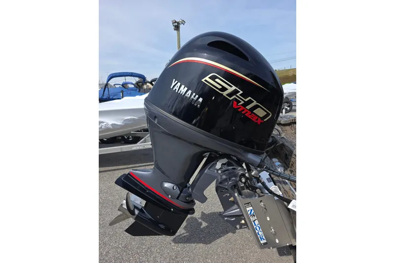 Slide: The Image of Yamaha SHO VMAX outboard motor on 2026 Xpress H20B Bay boat. - 6