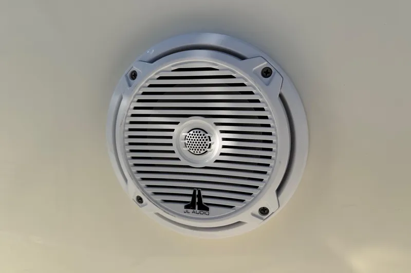 Slide: The Image of White JL Audio speaker on 2020 Pioneer 180 Sportfish boat. - 17