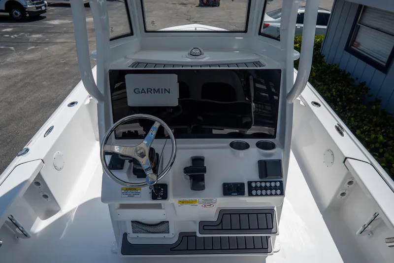 Slide: The Image of 2026 Tidewater 2410 Bay Max boat console with Garmin navigation system. - 19