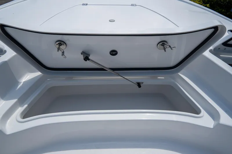 Slide: The Image of Open storage compartment on 2026 Tidewater 2410 Bay Max boat. - 33