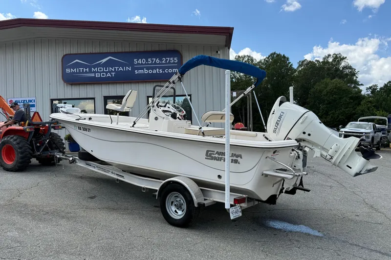 Slide: The Image of 2020 Carolina Skiff 19 LS boat on trailer at Smith Mountain Boat dealership. - 0