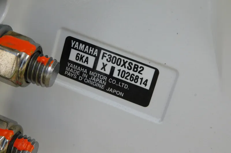Slide: The Image of Yamaha motor label on Pathfinder 2400 TRS, 2026 model, made in Japan. - 47