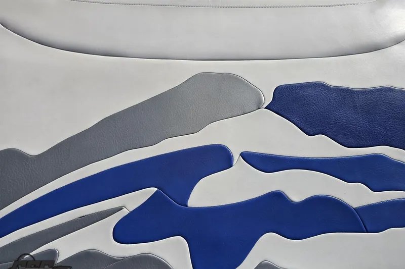 Slide: The Image of Blue and gray abstract design on 2004 Baja 29 Outlaw boat upholstery. - 39