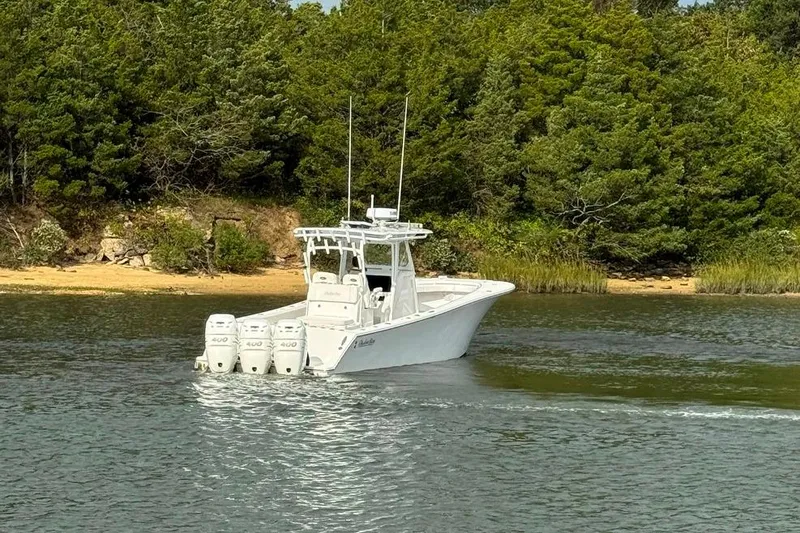 Slide: The Image of Electrical system of a 2019 Onslow Bay 33 Tournament boat, featuring Simrad equipment. - 22