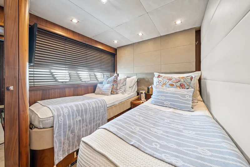 Slide: The Image of Luxurious twin bedroom on 2008 Sunseeker 90 Yacht with elegant decor and soft lighting. - 66
