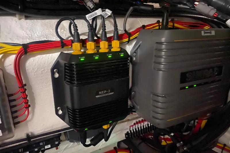 Slide: The Image of Electrical system in a 2022 Front Runner 39 CC boat with NEP-2 and Simrad devices. - 41