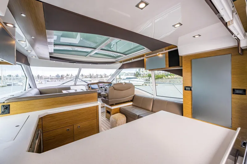 Slide: The Image of Luxurious interior of 2014 Cruisers Yachts 45 Cantius with modern design and panoramic windows. - 17