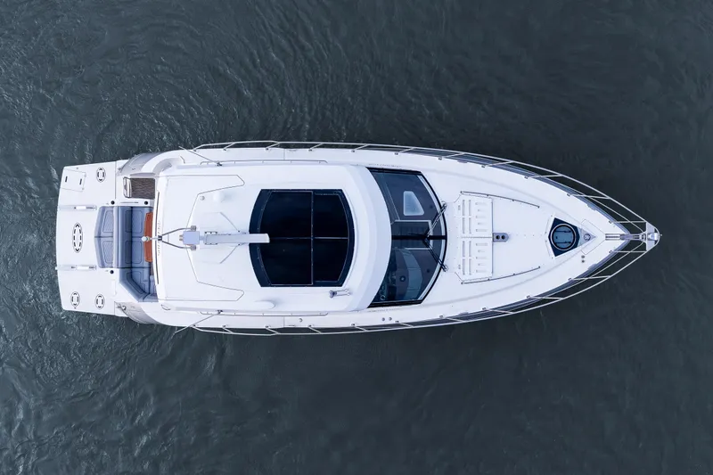Slide: The Image of Overhead view of 2014 Cruisers Yachts 45 Cantius on water. - 13