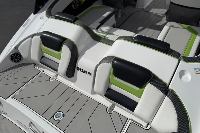Slide: The Image of 2022 Yamaha Boats 212XD interior with stylish seating and modern design. - 22