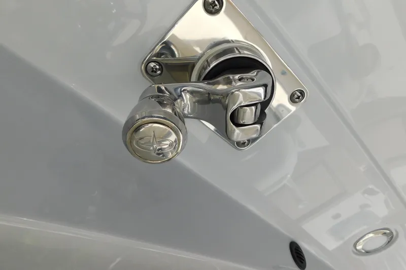 Slide: The Image of 2026 Cobia 285 Center Console boat ceiling with speakers and lights. - 38