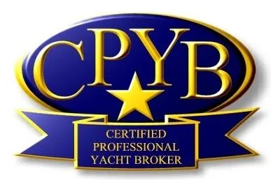 Slide: The Image of Certified Professional Yacht Broker logo with gold lettering and star on blue background. - 58