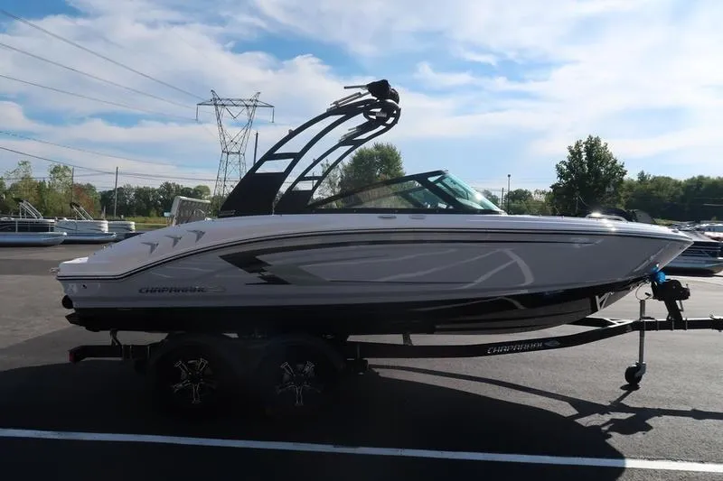 Slide: The Image of 2026 Chaparral 21 SSi boat rear view with swim platform and seating. - 4