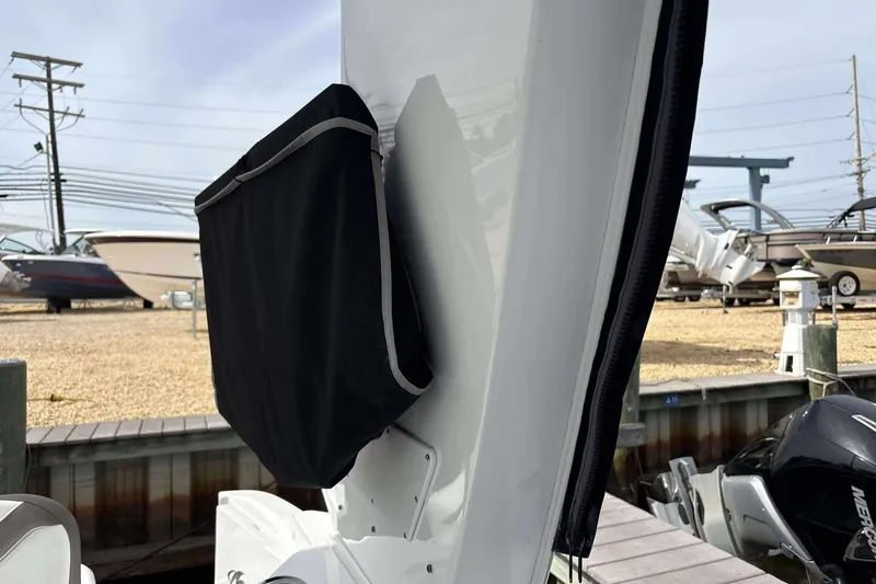 Slide: The Image of 2020 Monterey 355 Sport Yacht docked, showcasing sleek design and modern features. - 12