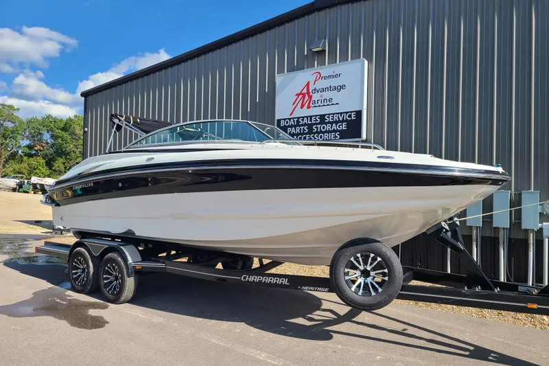 The Image of 2007 Crownline 252 EX boat on trailer at Premier Advantage Marine dealership. - 0