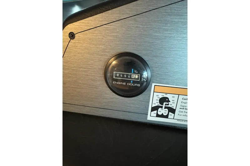 Slide: The Image of Engine hour meter on 1996 Gibson 50 Cabin Yacht showing 458.1 hours. - 36