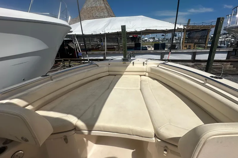 Slide: The Image of 2023 Grady-White Fisherman 257 boat interior with spacious seating and sleek design. - 14