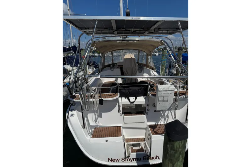 Slide: The Image of Hunter 38 sailboat, 2005 model, docked at New Smyrna Beach marina. - 7